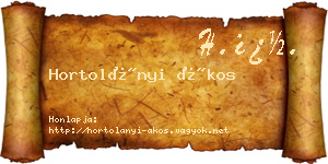Hortolányi Ákos névjegykártya